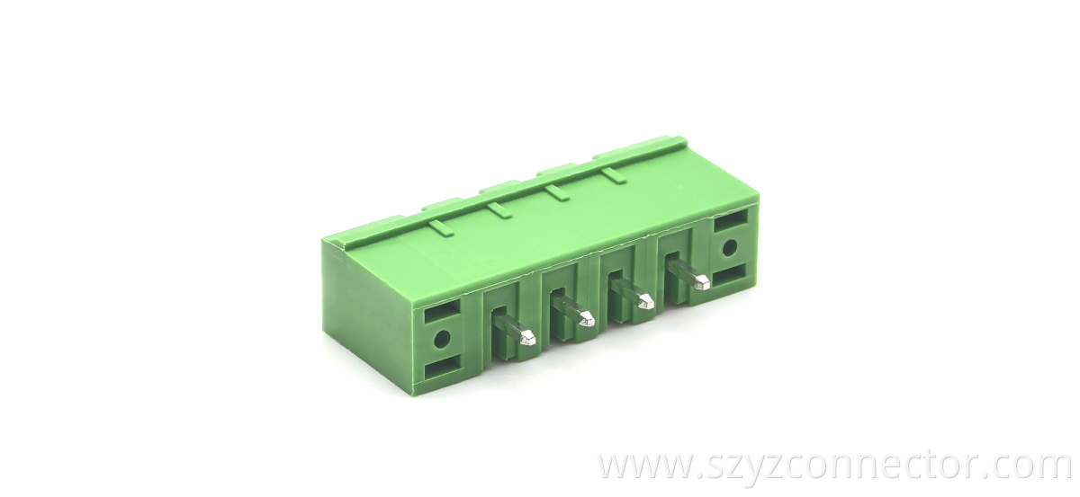 5.08mm Pitch Pluggable Terminal Blocks Straight Male with Lug Green 1*4P